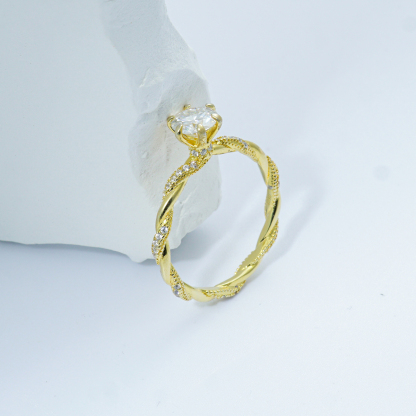 1ct Round Synthetic Moissanite Rope Ring In 925 Sterling Silver Mother's Day Gifts for Men Women