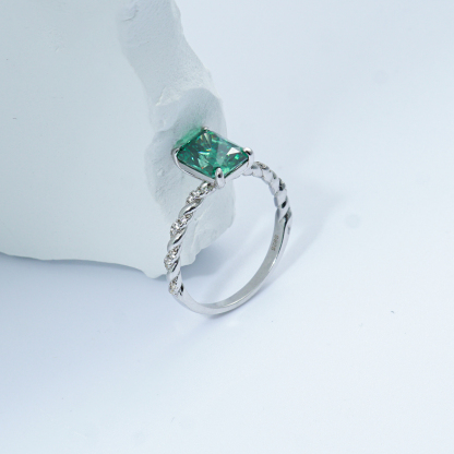 3ct Radiant Synthetic Moissanite Solitaire Twist Band Ring In 925 Sterling Silver