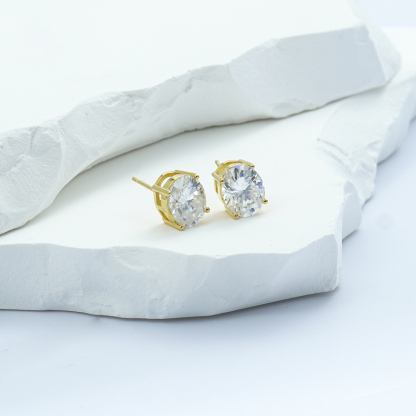 S925 Oval Cut Synthetic Moissanite Stud Earrings Gift For Men Women