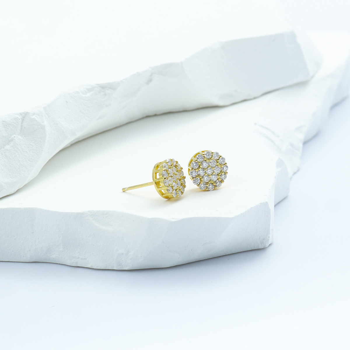 Iced Round Synthetic Moissanite Stud Earrings For Men Women Gift