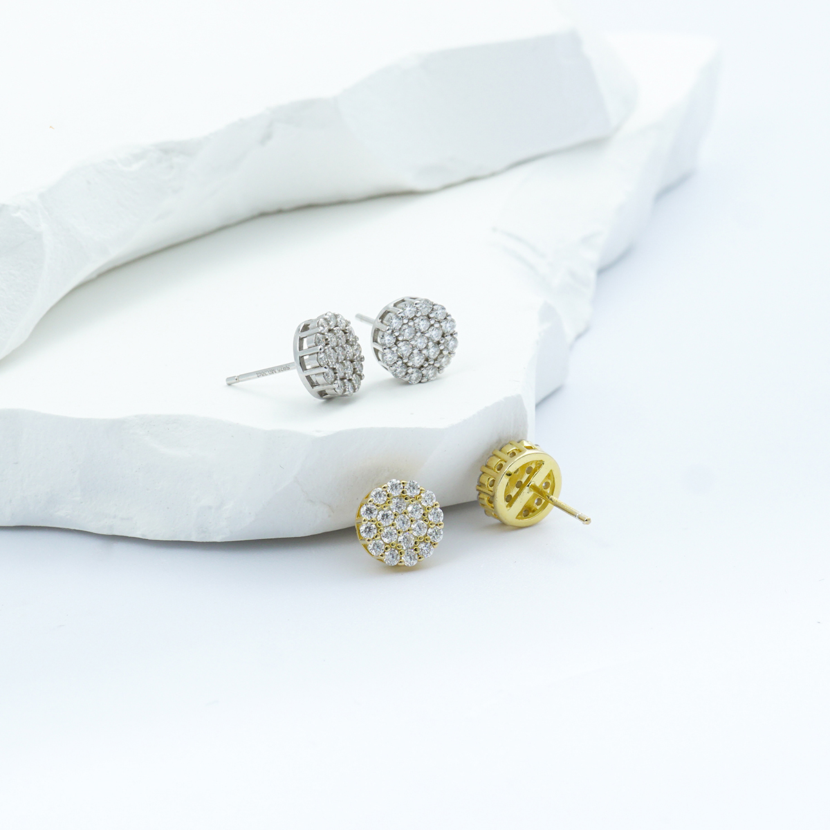 Iced Round Synthetic Moissanite Stud Earrings For Men Women Gift