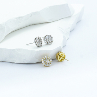 Iced Round Synthetic Moissanite Stud Earrings For Men Women Gift