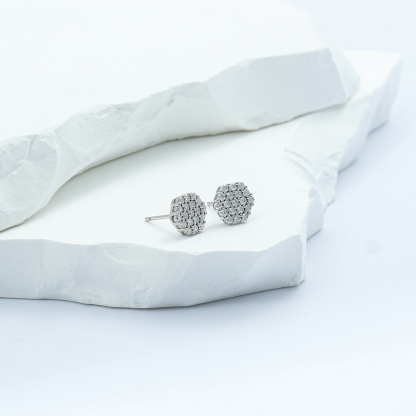 Iced Round Synthetic Moissanite Stud Earrings For Men Women Gift