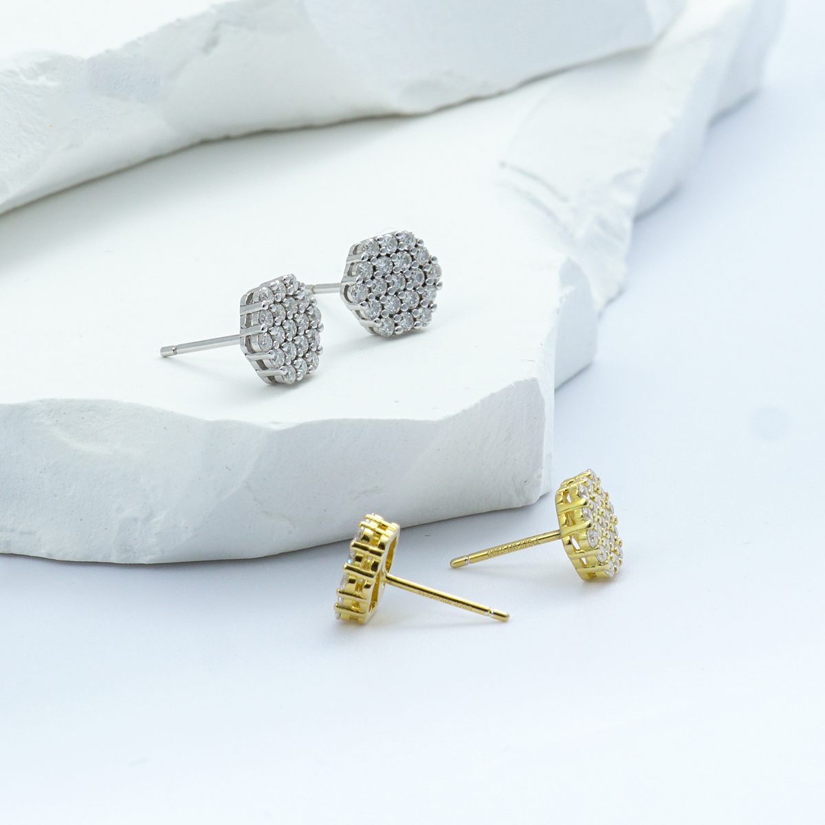 Iced Round Synthetic Moissanite Stud Earrings For Men Women Gift