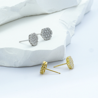 Iced Round Synthetic Moissanite Stud Earrings For Men Women Gift