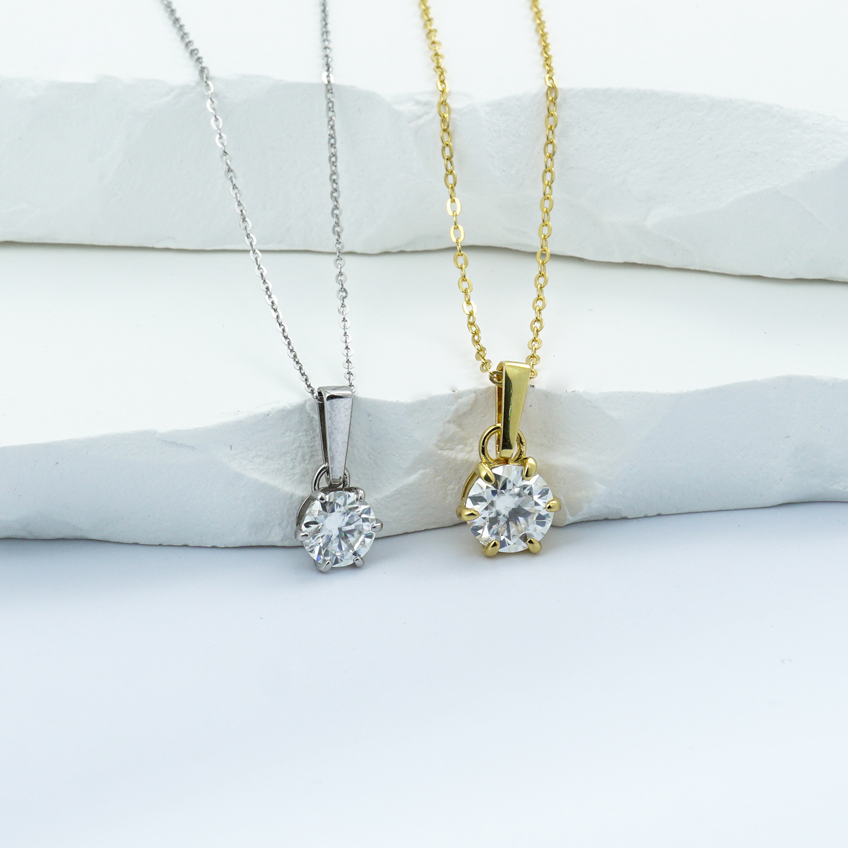 S925 1-2CT SYNTHETIC MOISSANITE SIX-PRONG PENDANT CHAIN GIFT