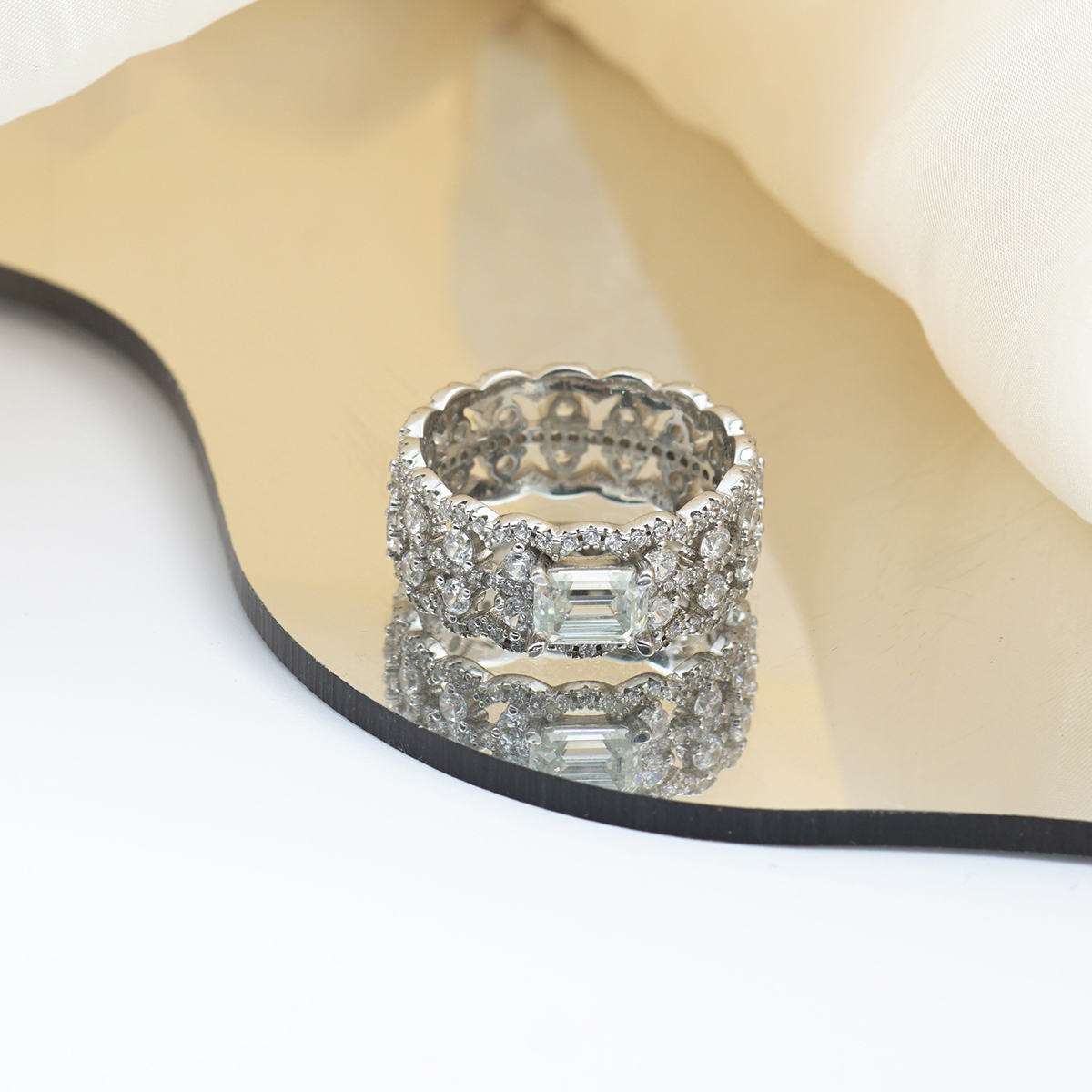 1ct Octagon Synthetic Moissanite Luxury Ring In 925 Sterling Silver