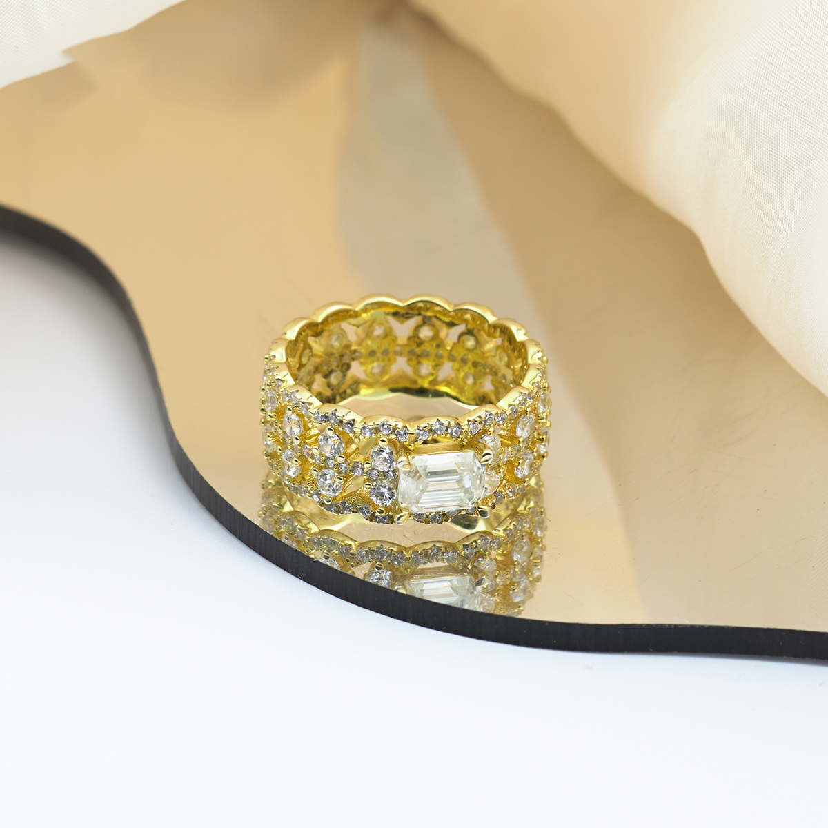 1ct Octagon Synthetic Moissanite Luxury Ring In 925 Sterling Silver