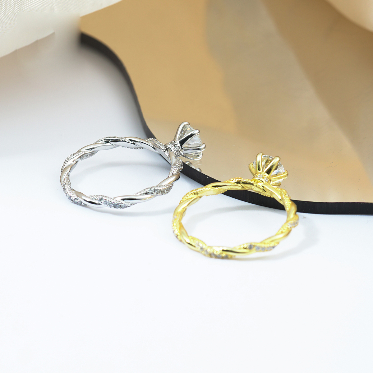 1ct Round Synthetic Moissanite Rope Ring In 925 Sterling Silver Mother's Day Gifts for Men Women