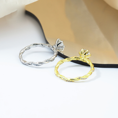 1ct Round Synthetic Moissanite Rope Ring In 925 Sterling Silver Mother's Day Gifts for Men Women