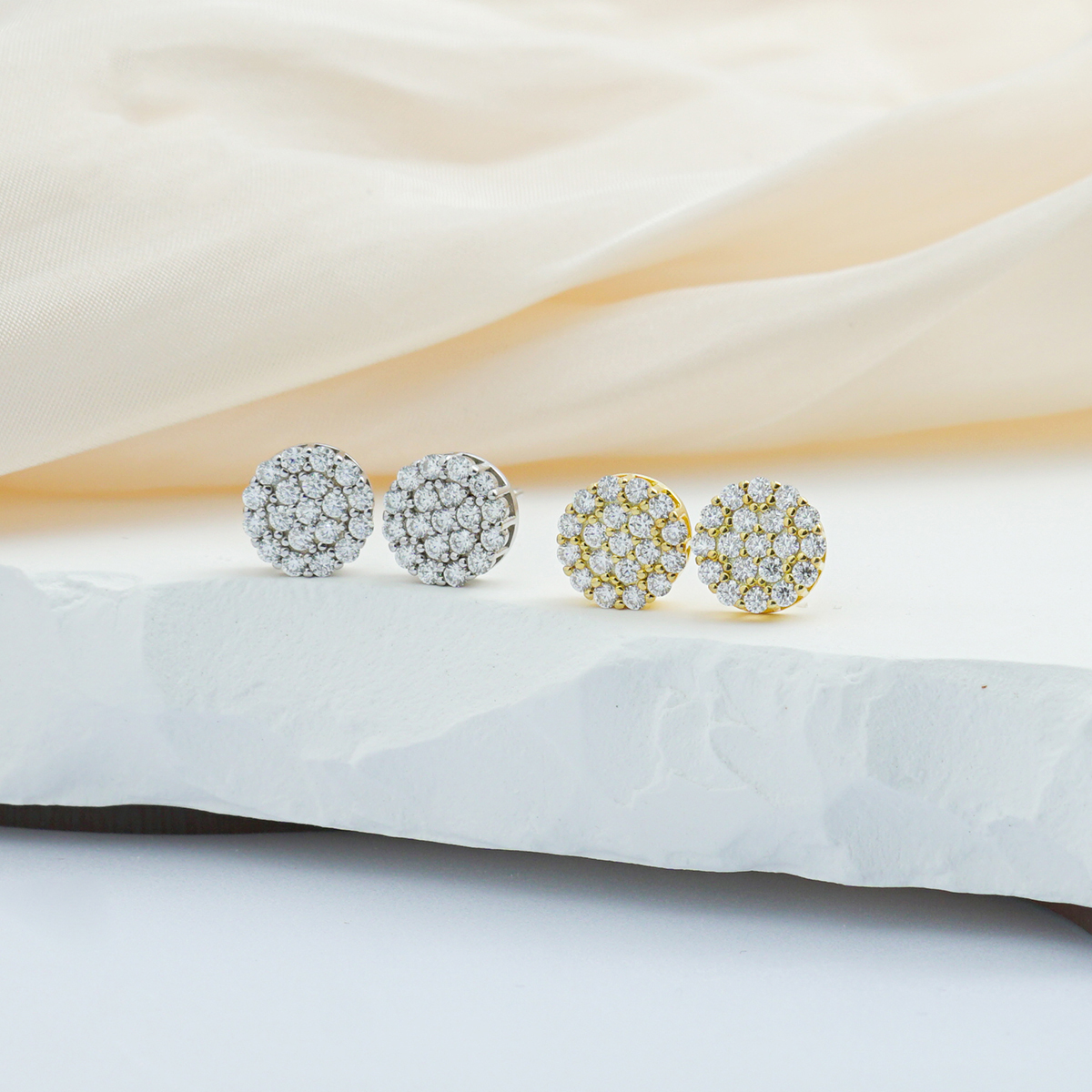 Iced Round Synthetic Moissanite Stud Earrings For Men Women Gift