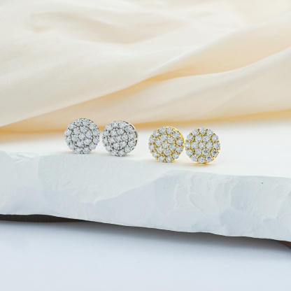 Iced Round Synthetic Moissanite Stud Earrings For Men Women Gift