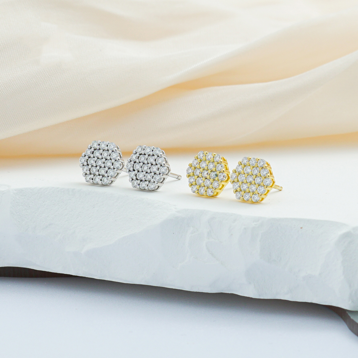 Iced Round Synthetic Moissanite Stud Earrings For Men Women Gift