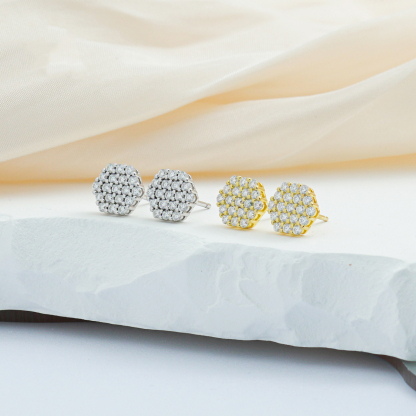 Iced Round Synthetic Moissanite Stud Earrings For Men Women Gift