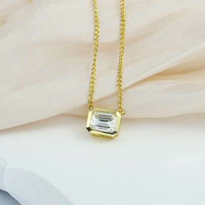 S925 3CT SYNTHETIC MOISSANITE BEZEL STYLE SOLITAIRE NECKLACE CHAIN