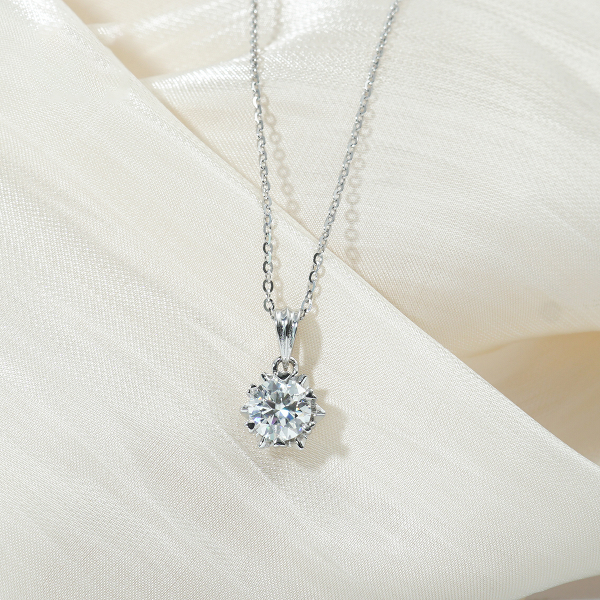 S925 SYNTHETIC MOISSANITE SNOWFLAKE SOLITAIRE PENDANT NECKLACE