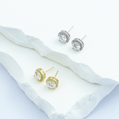 ICEBURST  Halo Spark Stud Earrings 925S & VVS Moissanite