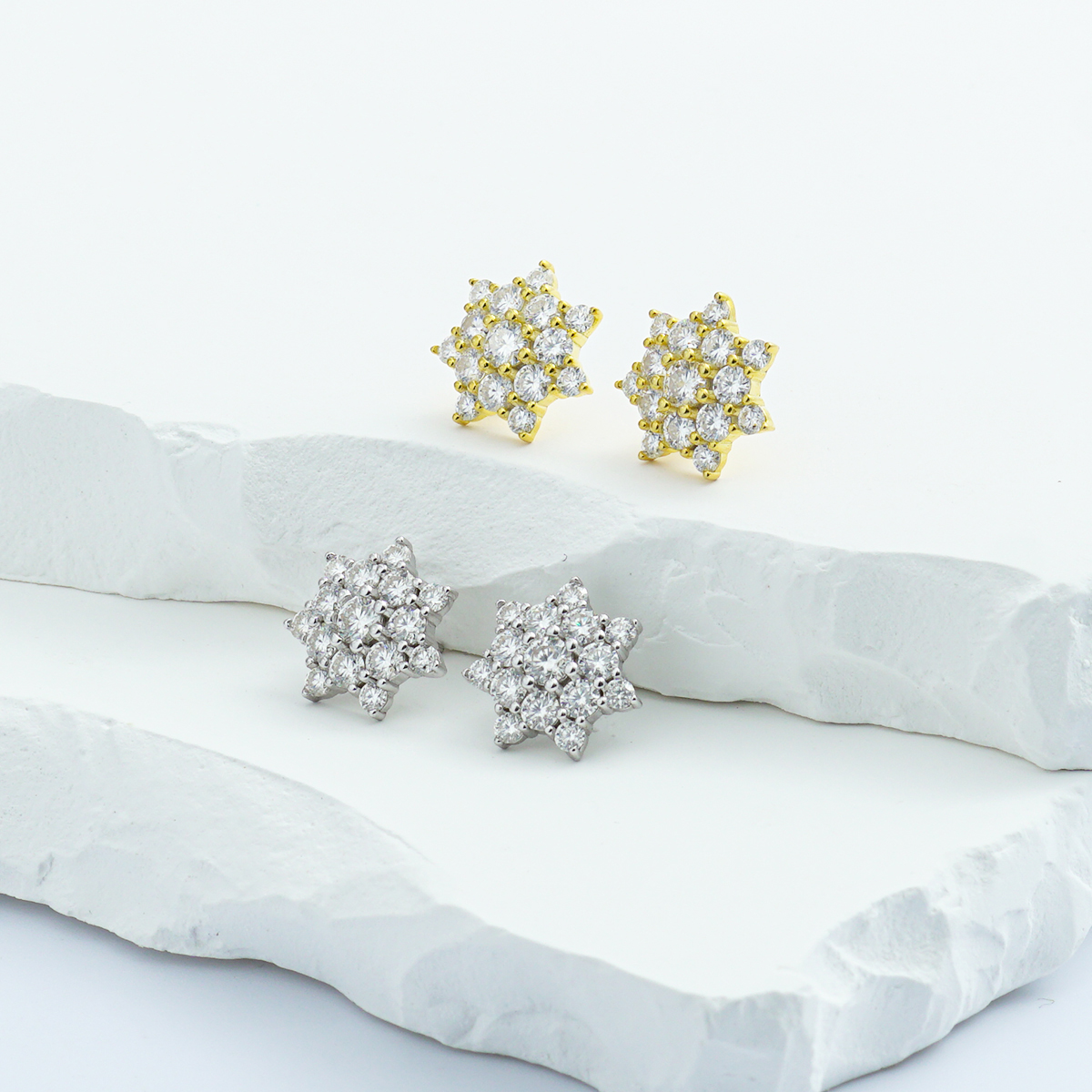 S925 Round Synthetic Moissanite Dazzling Star Cluster Studs Earrings Birthday Anniversary Gift Mother's Day Gifts for Men Women