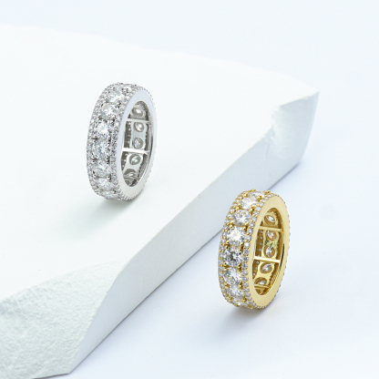 Burger Clip Hip Hop Style Unisex Circle Ring VVS Synthetic Moissanite & S925