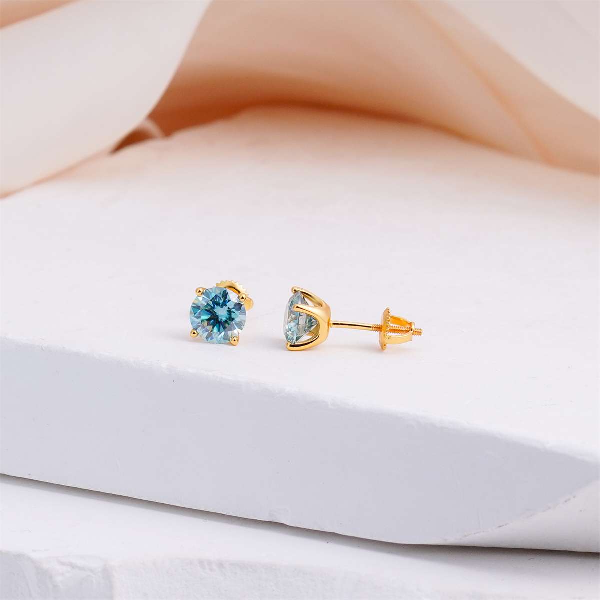 Solitaire Four Prong Earrings Butterfly/Screw Back Stud D-Color Moissanite & S925