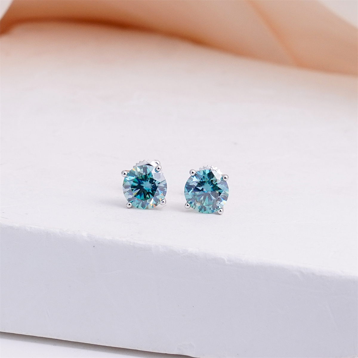Solitaire Four Prong Earrings Butterfly/Screw Back Stud D-Color Moissanite & S925