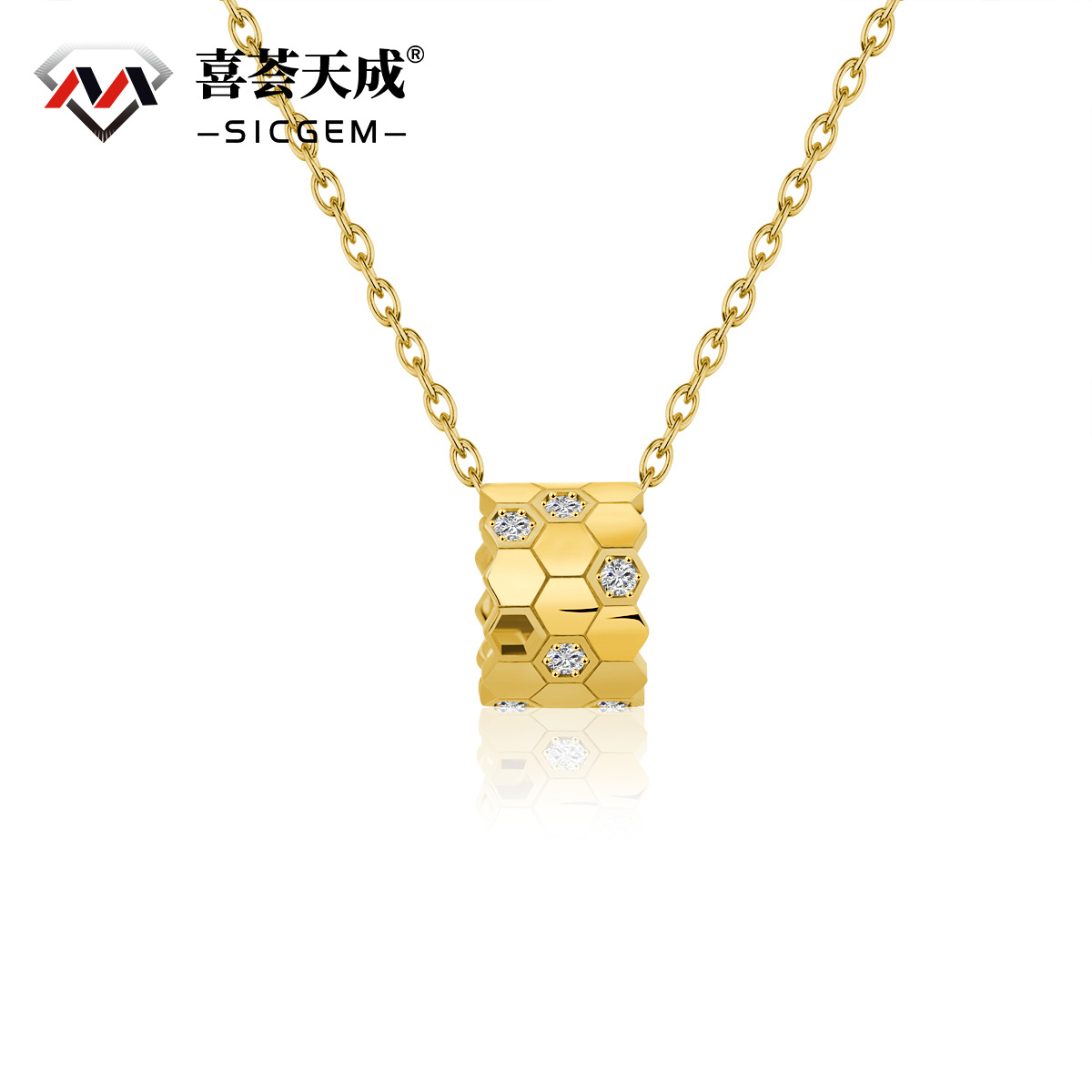 S925 Synthetic Moissanite Brillant Honeycombs Hexagon Necklace Birthday Anniversary Gift