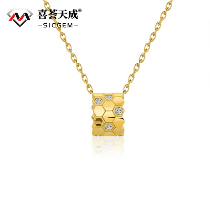 S925 Synthetic Moissanite Brillant Honeycombs Hexagon Necklace Birthday Anniversary Gift
