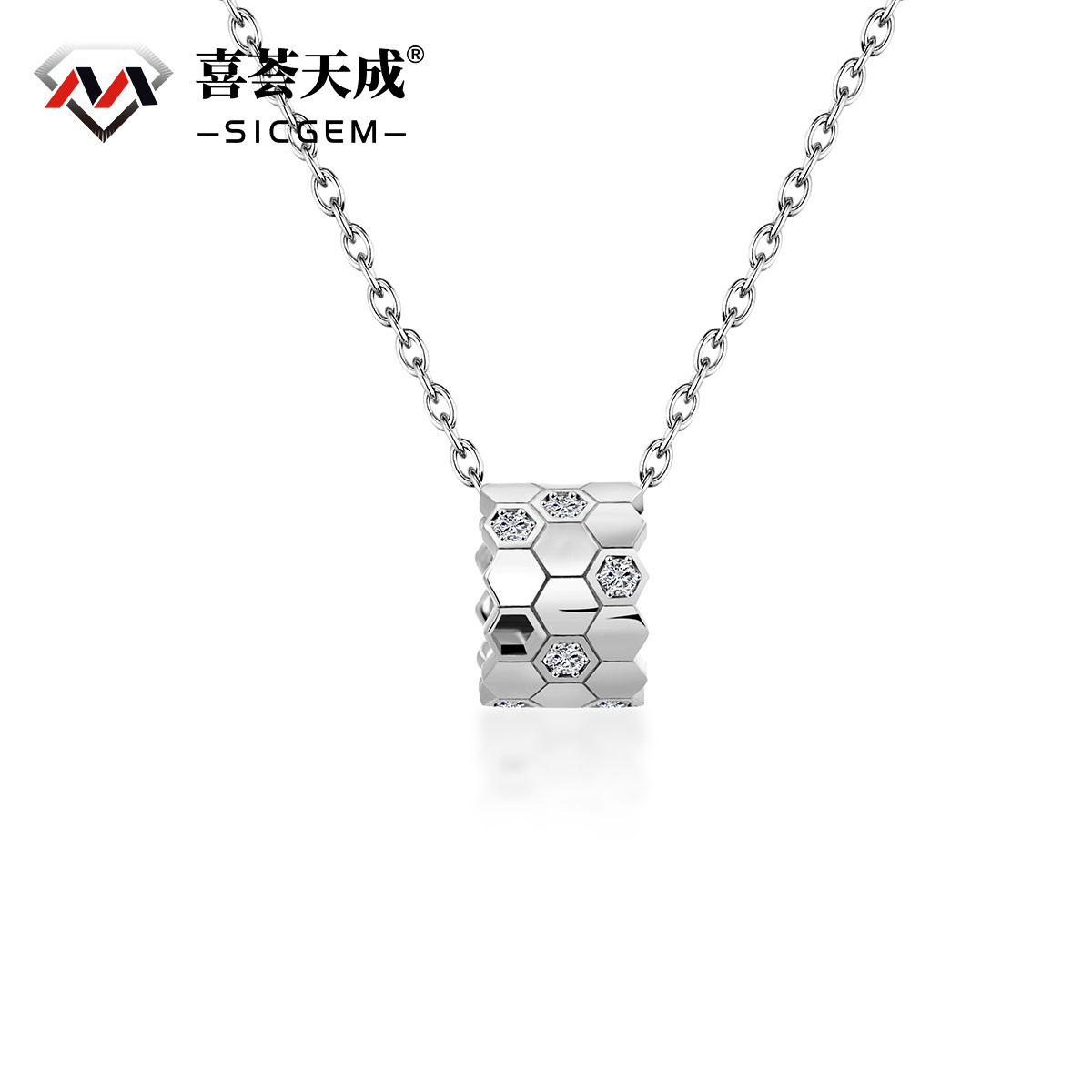 S925 Synthetic Moissanite Brillant Honeycombs Hexagon Necklace Birthday Anniversary Gift