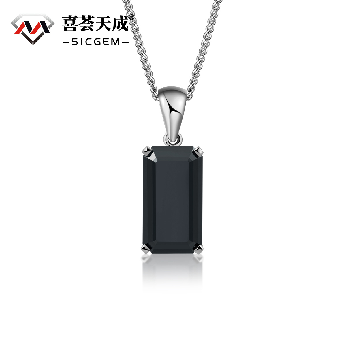 S925 15ct Black Synthetic Moissanite Pendant Necklace Perfect St Mother's Day Gift for Him