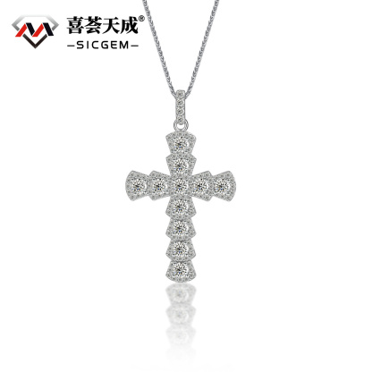 S925 Synthetic Moissanite Cross Necklace 18inches
