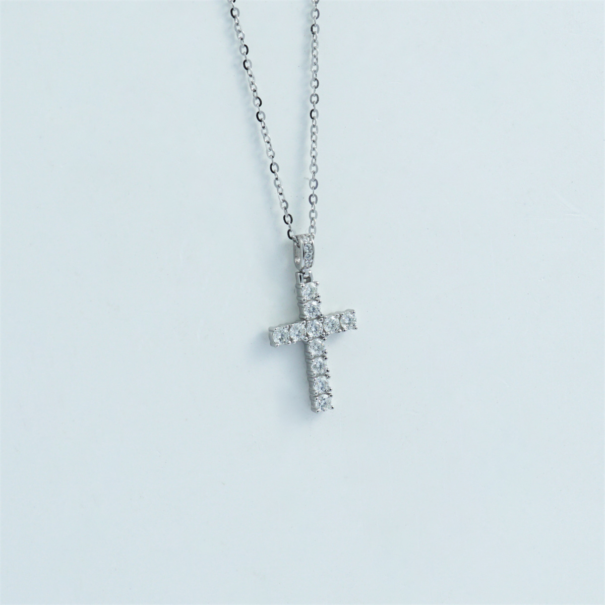 S925 Synthetic Moissanite Cross Necklace 18inches