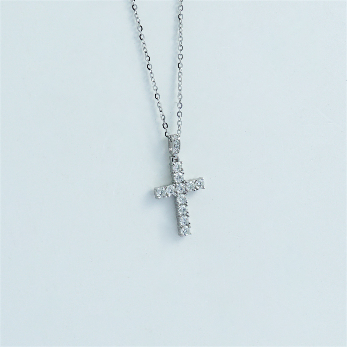 S925 Synthetic Moissanite Cross Necklace 18inches