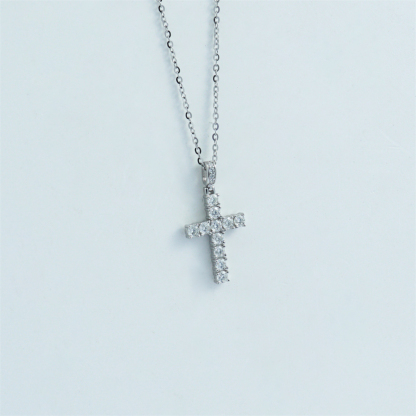 S925 Synthetic Moissanite Cross Necklace 18inches