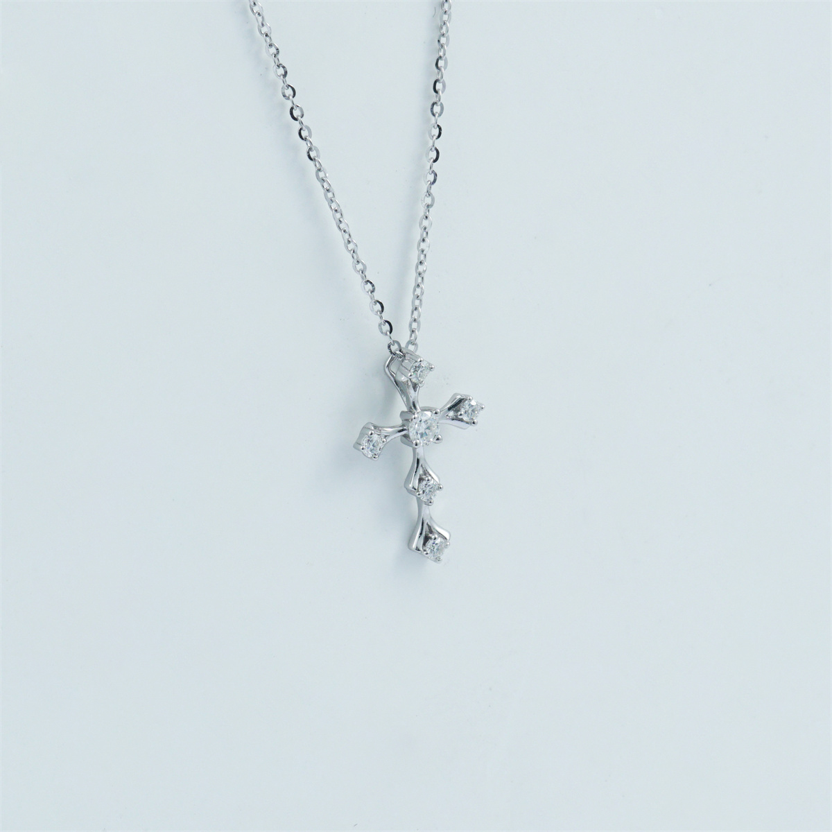 S925 Synthetic Moissanite Cross Necklace 18inches
