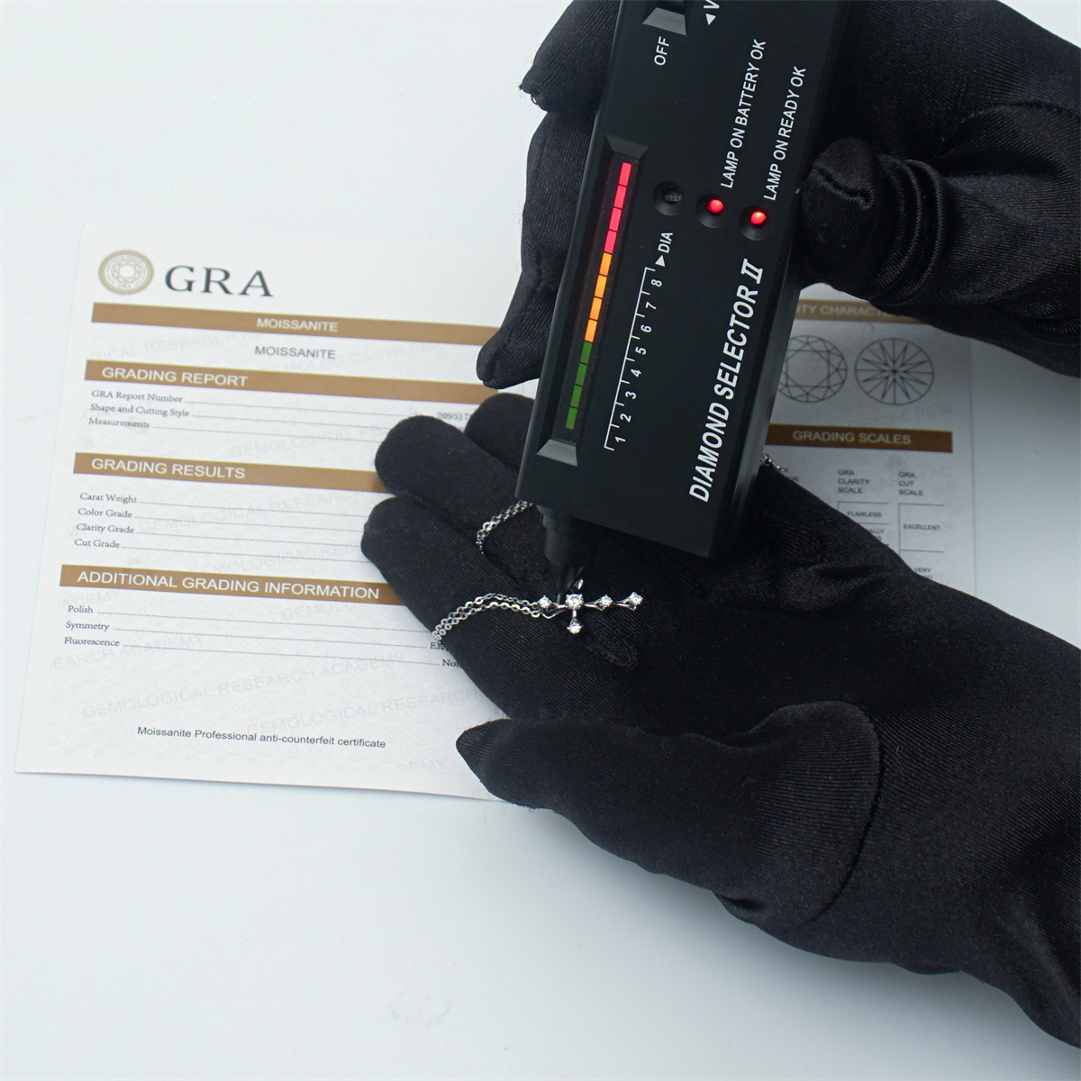 S925 Synthetic Moissanite Cross Necklace 18inches