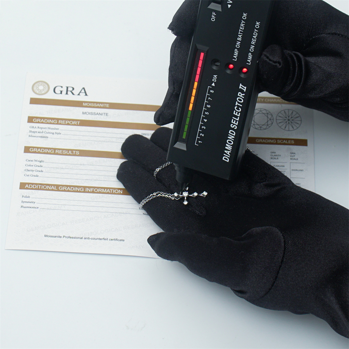 S925 Synthetic Moissanite Cross Necklace 18inches