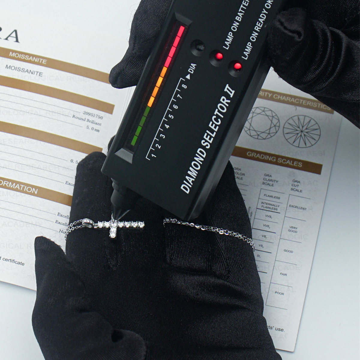 S925 Synthetic Moissanite Cross Necklace 18inches