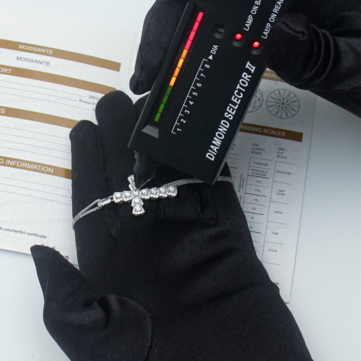 S925 Synthetic Moissanite Cross Necklace 18inches