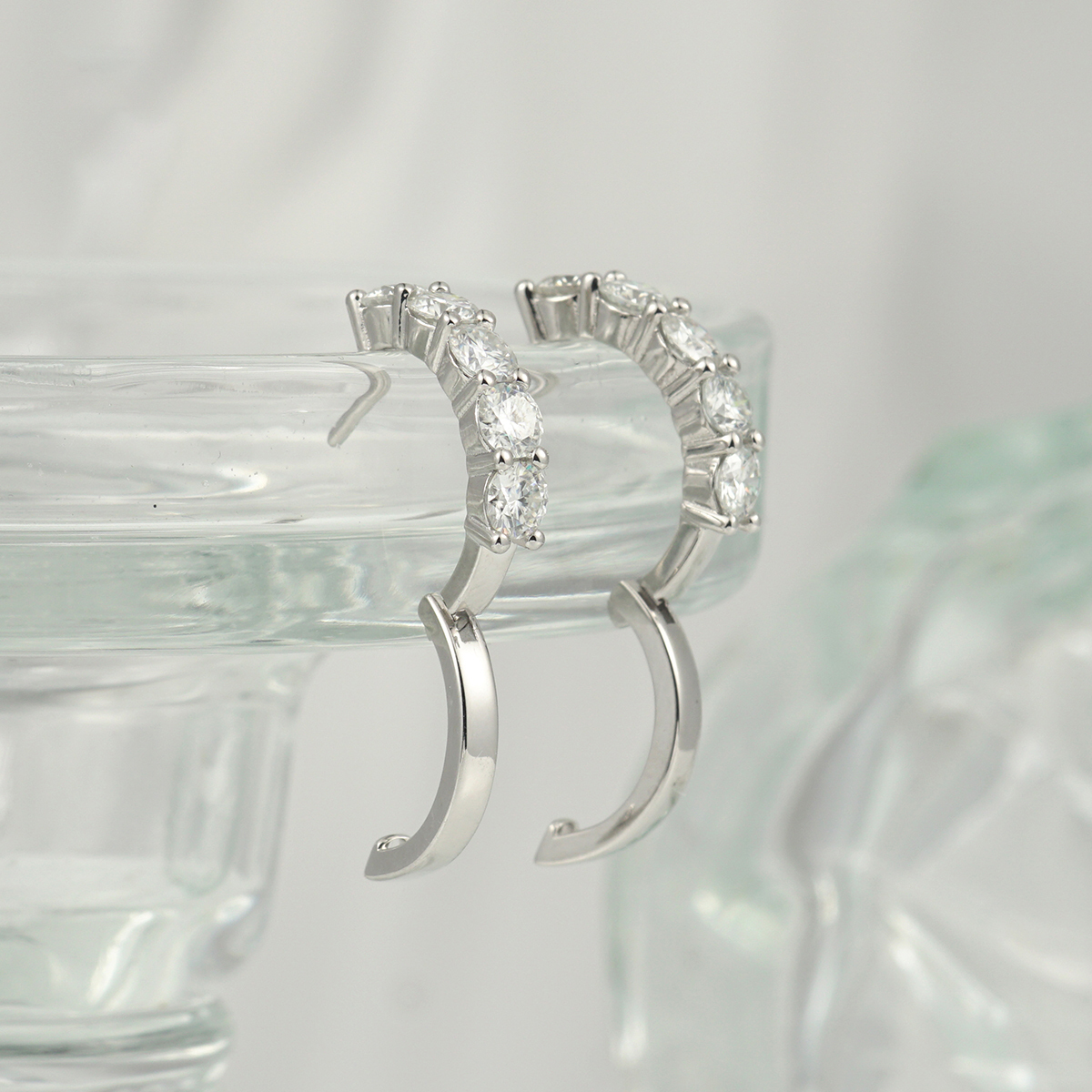 RINGFROST Half-Iced Circle Earrings 925S & VVS Moissanite