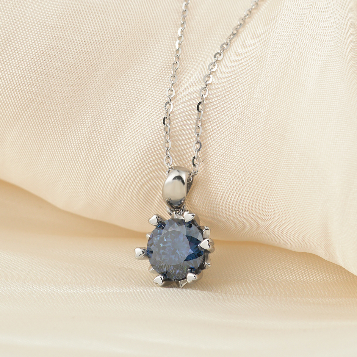 2ct Blue Synthetic Moissanite Graceful Snowflake Pendant Necklace Chain S925