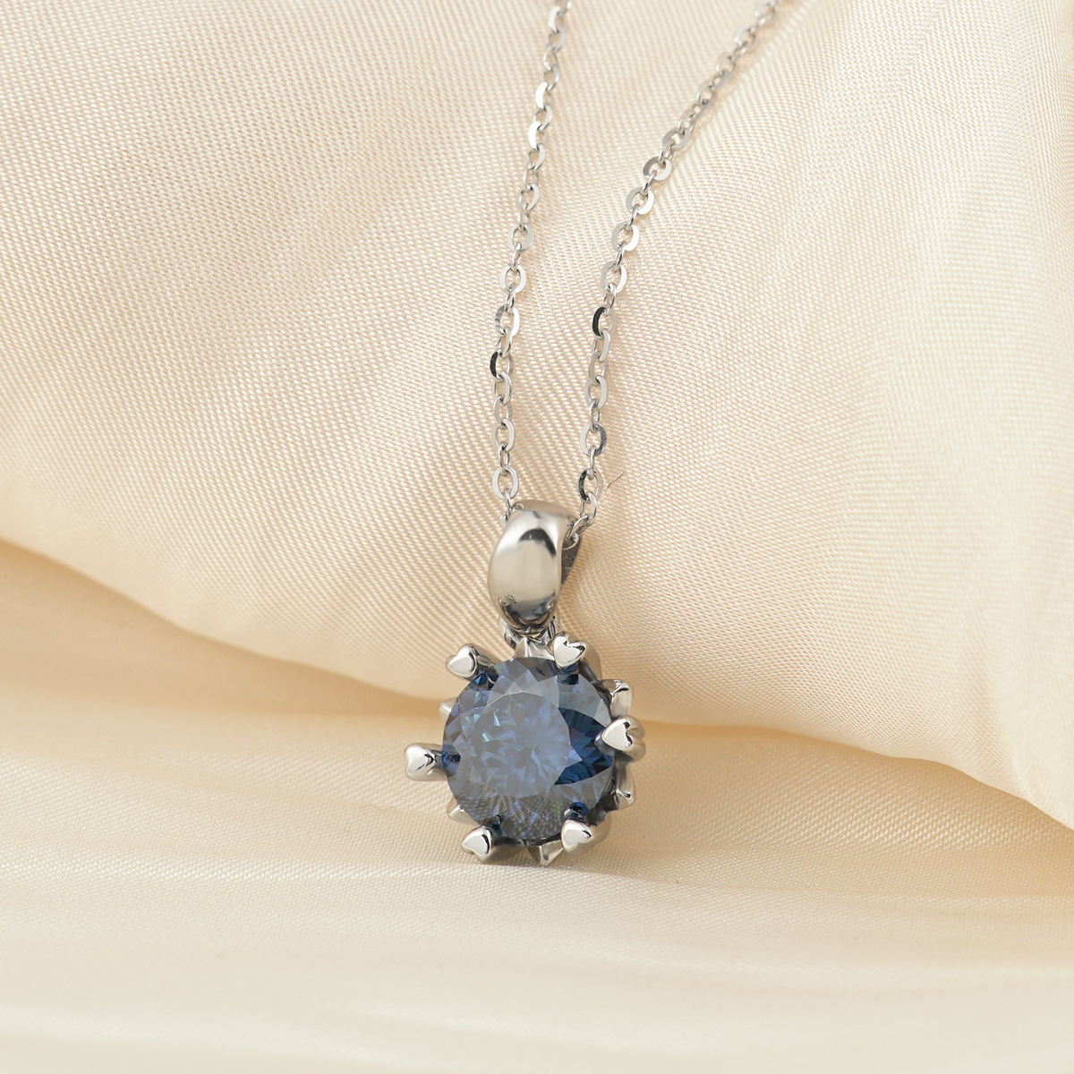 2ct Blue Synthetic Moissanite Graceful Snowflake Pendant Necklace Chain S925