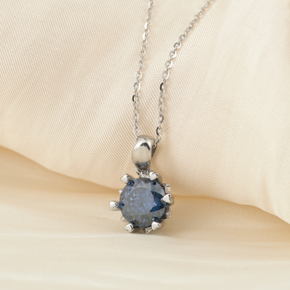 2ct Blue Synthetic Moissanite Graceful Snowflake Pendant Necklace Chain S925