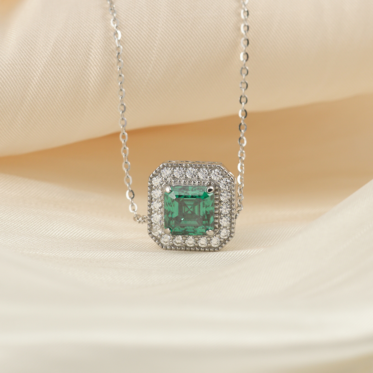 2ct Asscher Cut Synthetic Moissanite Pendant Necklace Chain S925