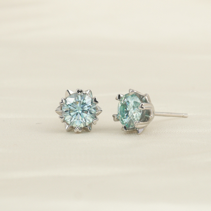 1ct Round Synthetic Moissanite Snow Stud Earrings S925