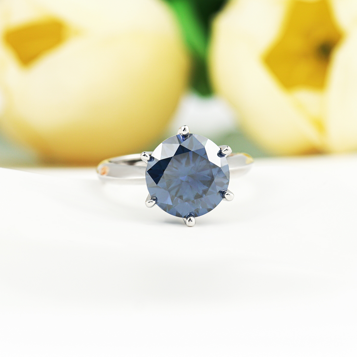 5ct Round Synthetic Moissanite Classic Six Prong Ring S925