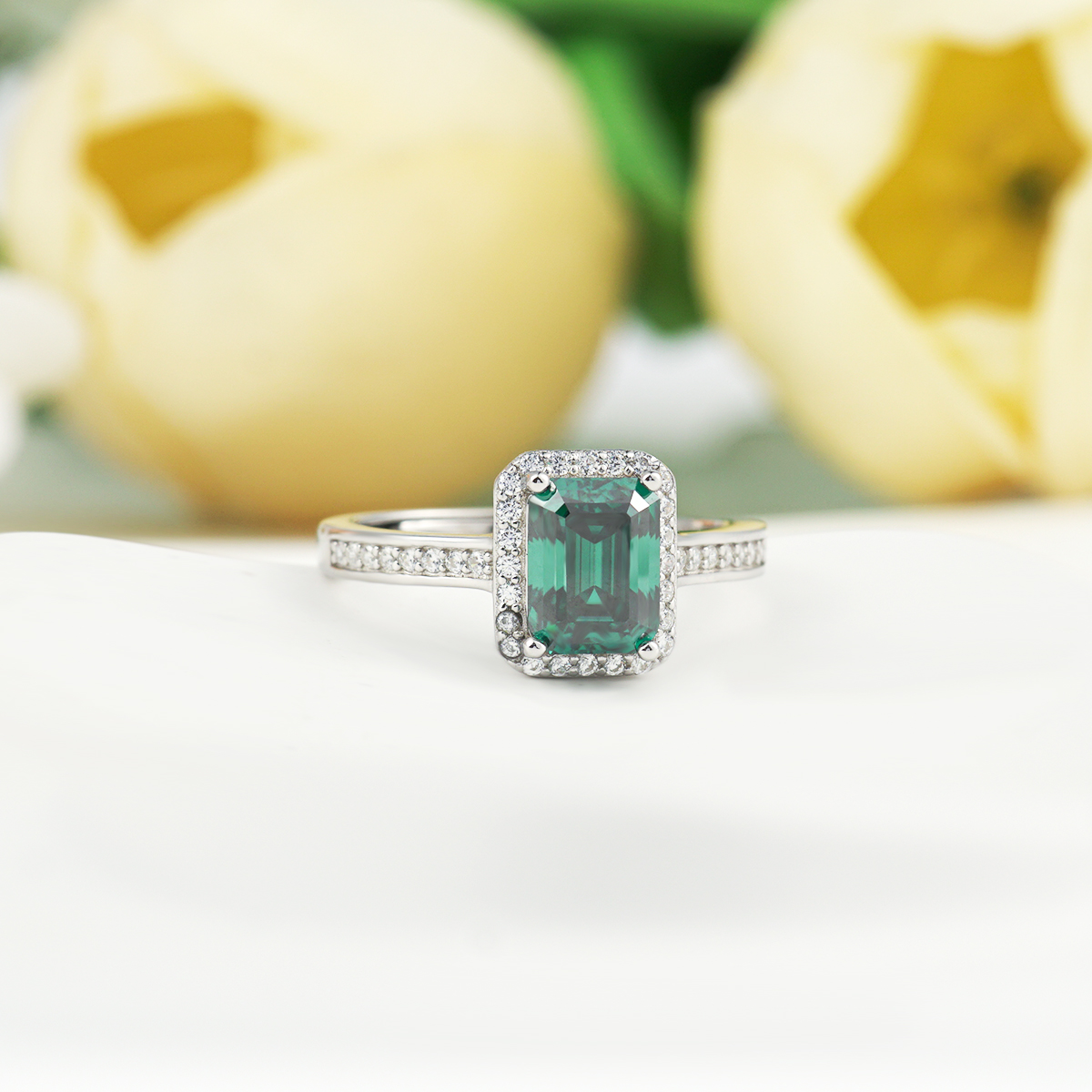 2ct Step Cut Synthetic Moissanite Elegant Ring S925