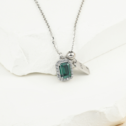 1ct Emerald Cut Synthetic Moissanite Love Pendant Necklace Chain S925