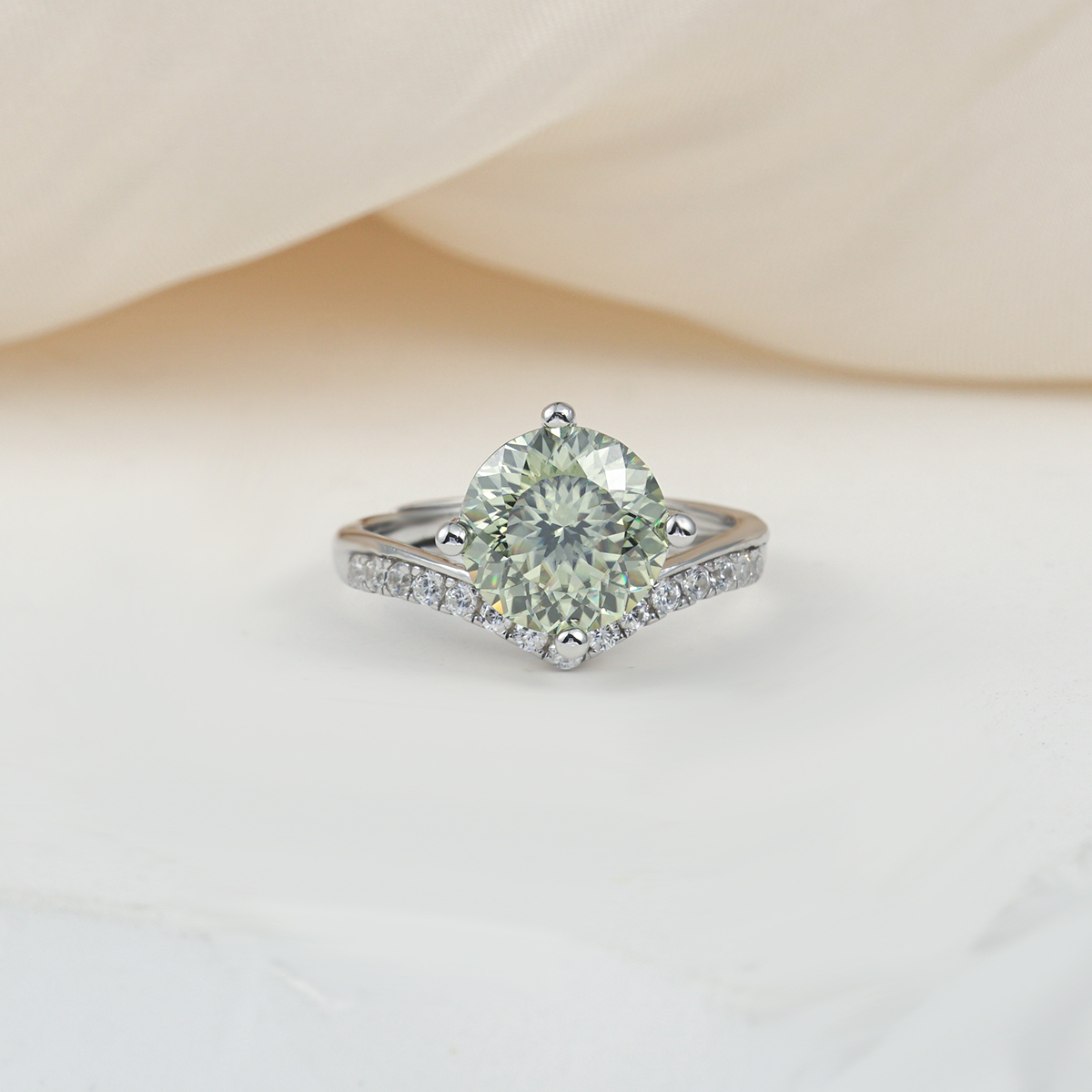3ct Round Synthetic Moissanite Crown Ring S925