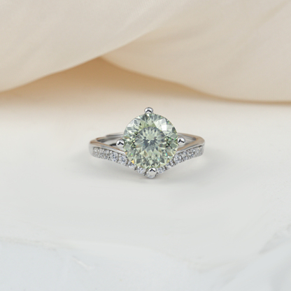 3ct Round Synthetic Moissanite Crown Ring S925
