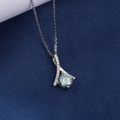 2ct Synthetic Moissanite Aesthetic Fashion Pendant Necklace Chain S925